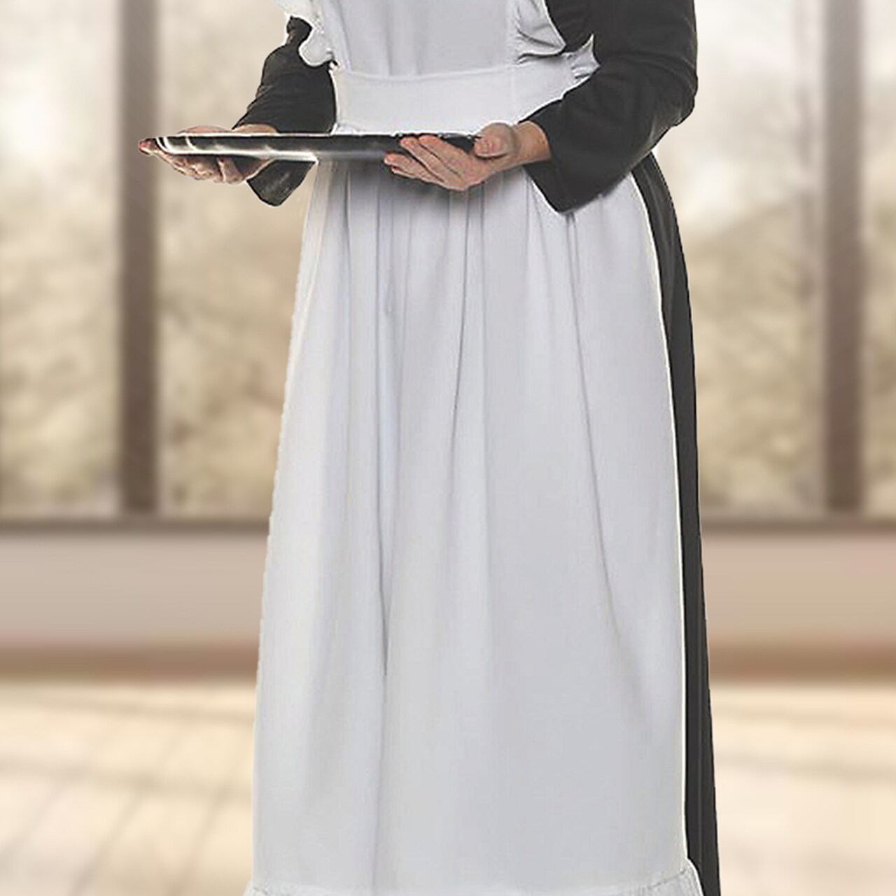 Old Maid Costume Victorian Gothic Dress with Apron & Cap